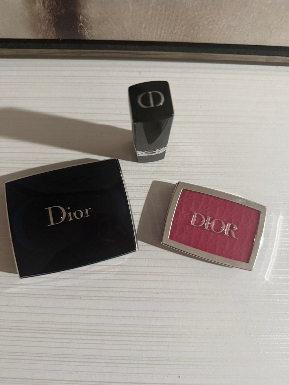 Dior makeup bundle, lipstick # 784, Rosie glow  blush, Mystic metal eyeshadow.